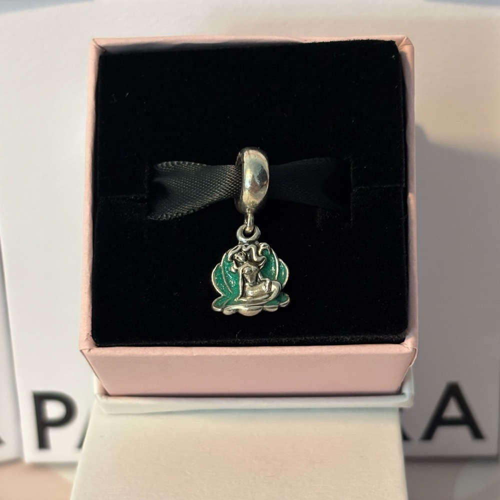 Discontinued Silver and Green Disney Little Mermaid Dangle Charm